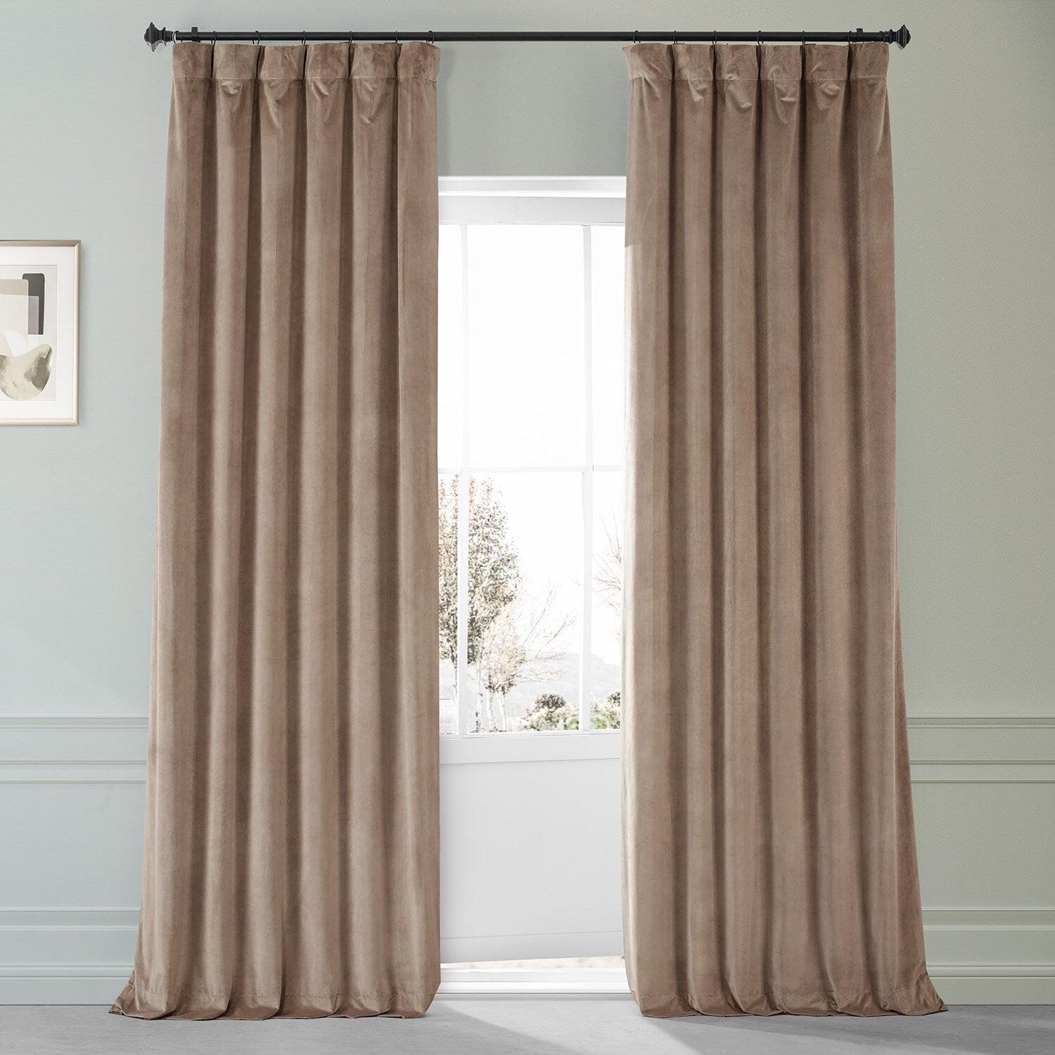 Pashmina Taupe Signature Plush Velvet Hotel Blackout Curtain