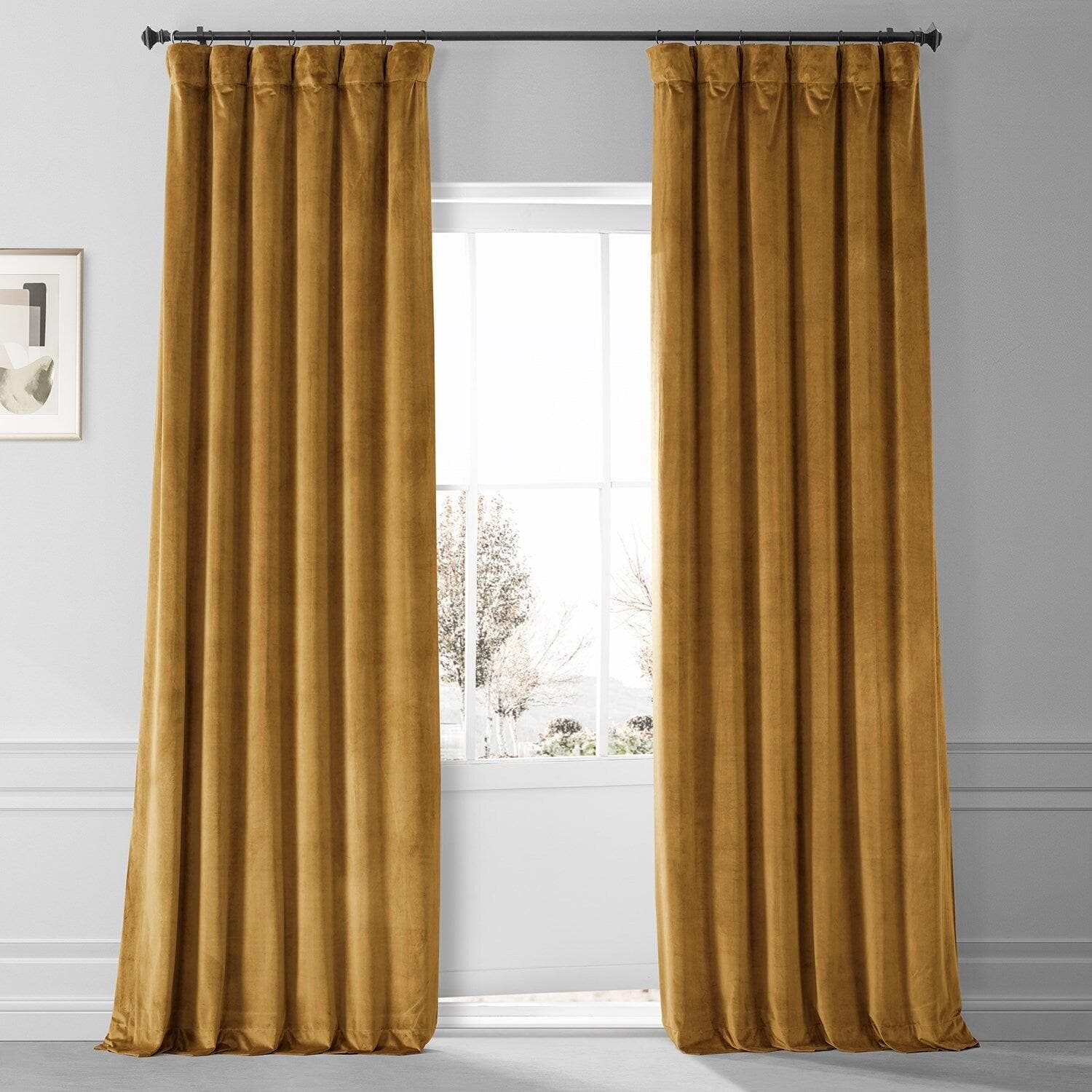 Apple Cider Gold Signature Plush Velvet Hotel Blackout Curtain