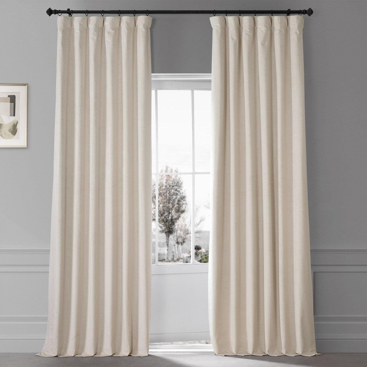 Diva Cream Signature Plush Velvet Hotel Blackout Curtain