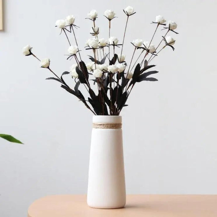 Signe - Modern White Vase with Hemp Rope — BO-HA