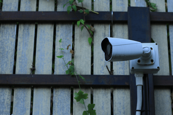 Camera on a fence in garden