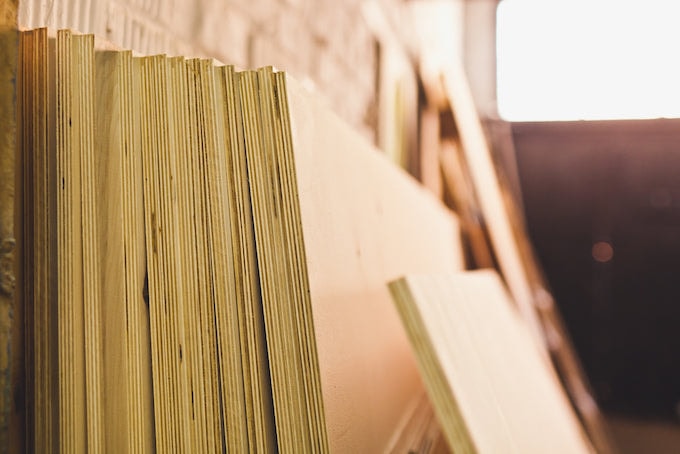 Stacked up plywood boards