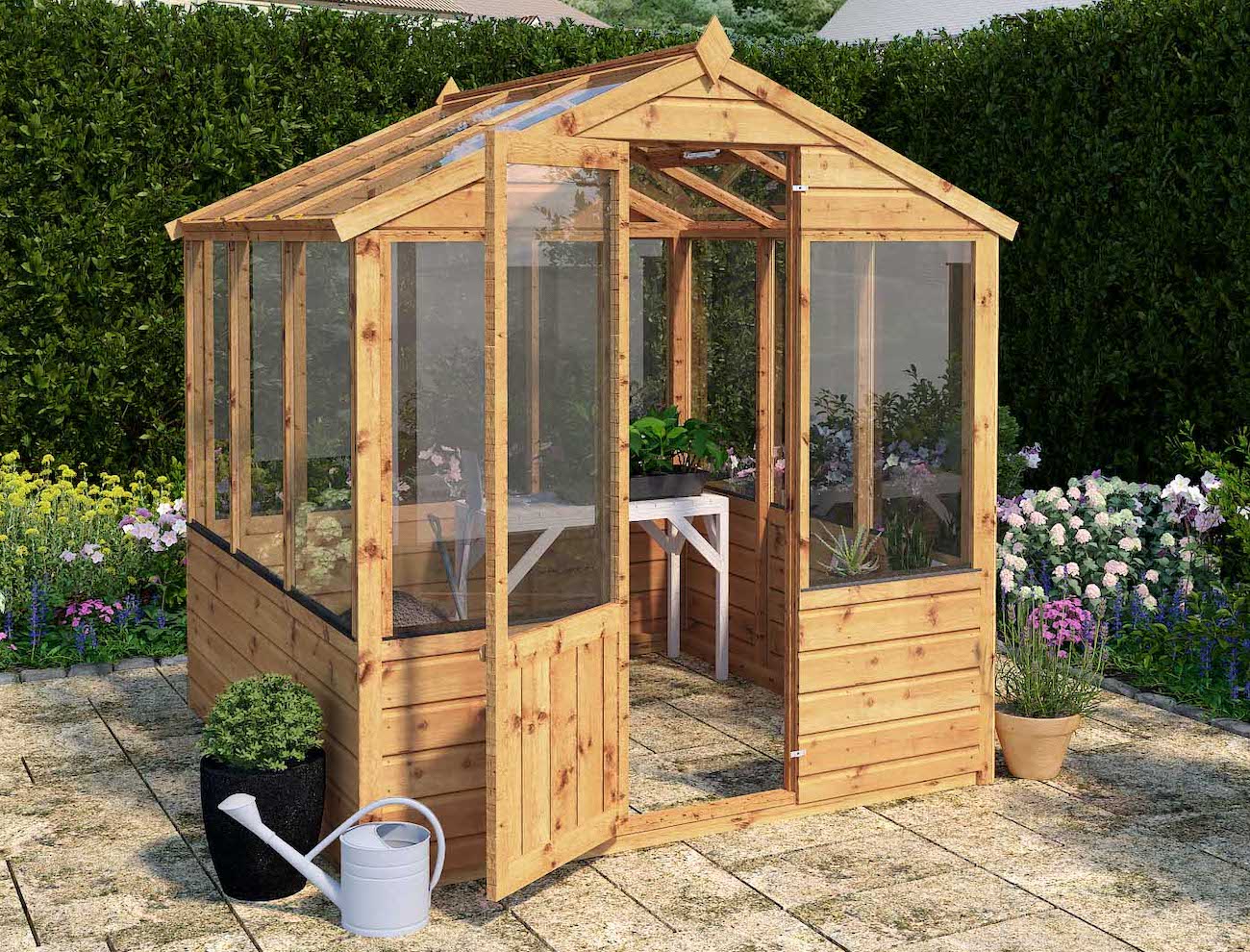 6 x 6 Evesham Wooden Greenhouse from Waltons