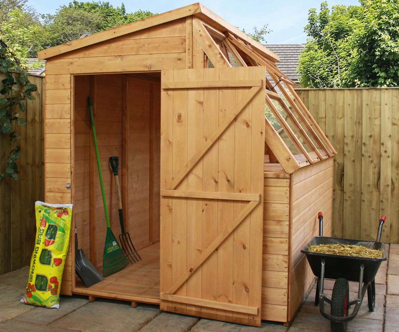 8 x 6 Shiplap Single Door Potting Shed Wooden Greenhouse from Waltons