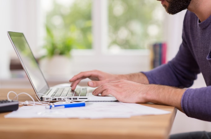 Man working on a laptop