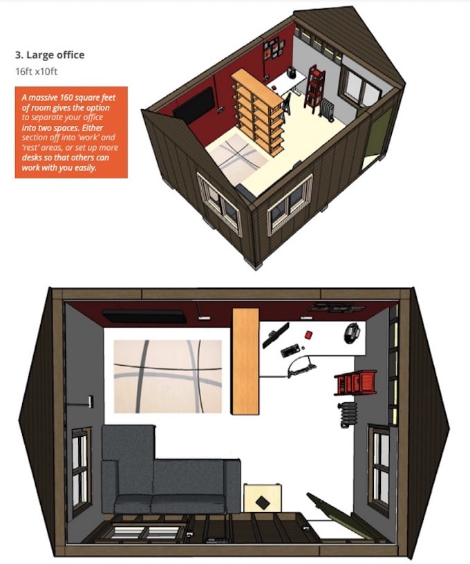 Diagram of large sized home office