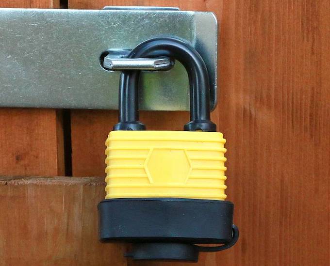 49mm weatherproof padlock with hasp and staple from Waltons
