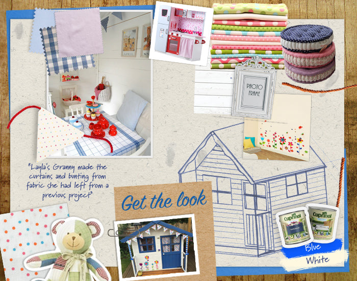 collage created to illustrate how to create a little blue cottage
