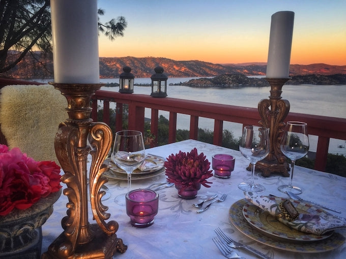 romantic dining scene outdoors