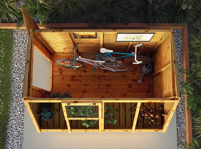 Aerial view of a potting shed