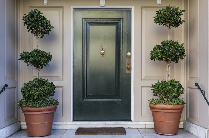 Pair of planters next to front door