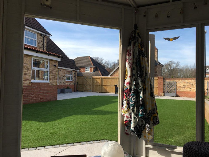 Garden view from Harry Potter themed summer house