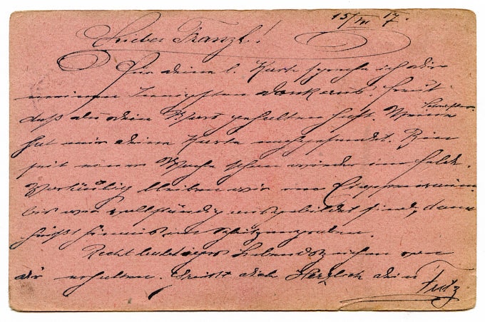 Handwritten letter on aged paper
