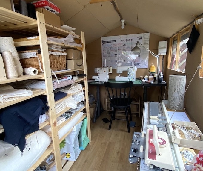 Home studio inside a shed workshop
