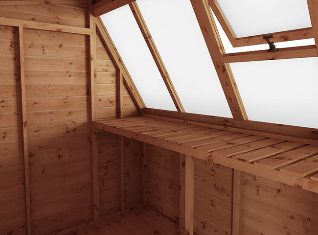 Interior of Waltons wooden potting shed