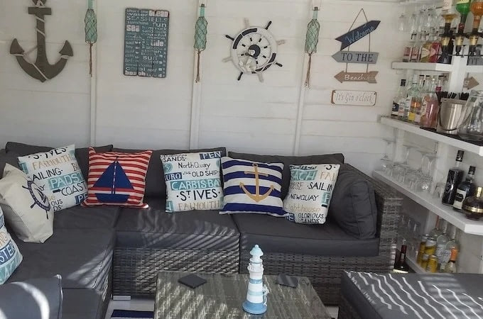 Interior of nautical themed summerhouse