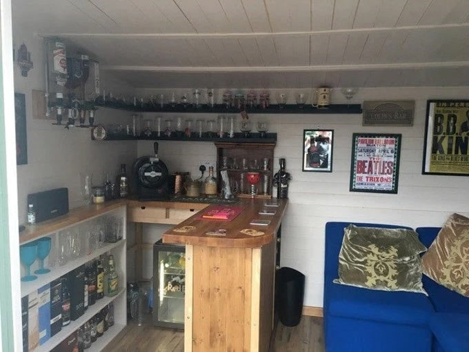 Interior of garden pub turned summerhouse