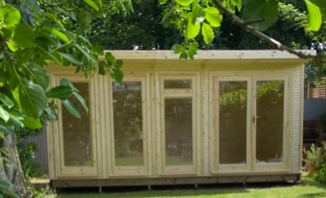 Newly erected Edwinstowe 5m x 3m Waltons Insulated Garden Room