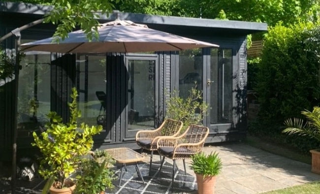 Decorated insulated garden room in garden