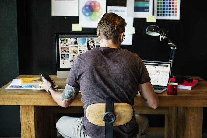Man sitting at a desk working