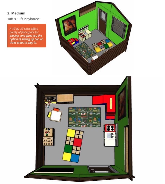 Medium shed turned playhouse diagram made by Sketchup