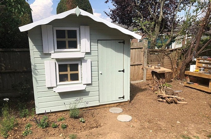 Mint green and cream playhouse