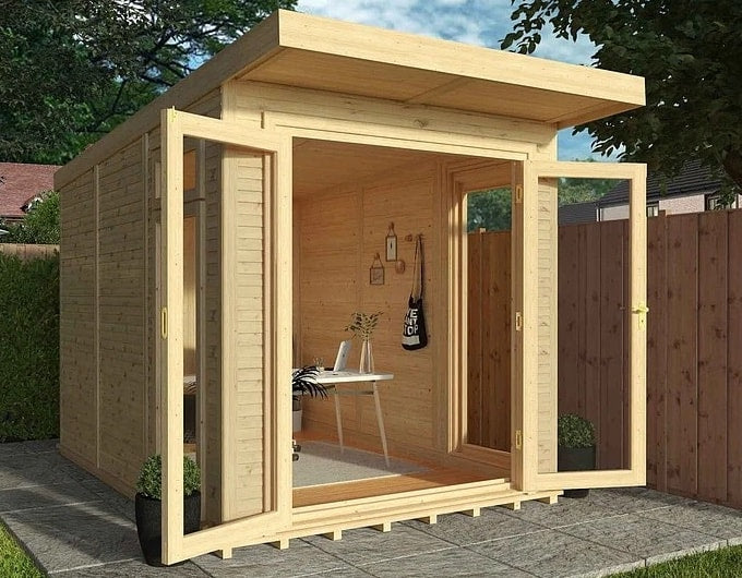Narrow Insulated Garden Room with home office