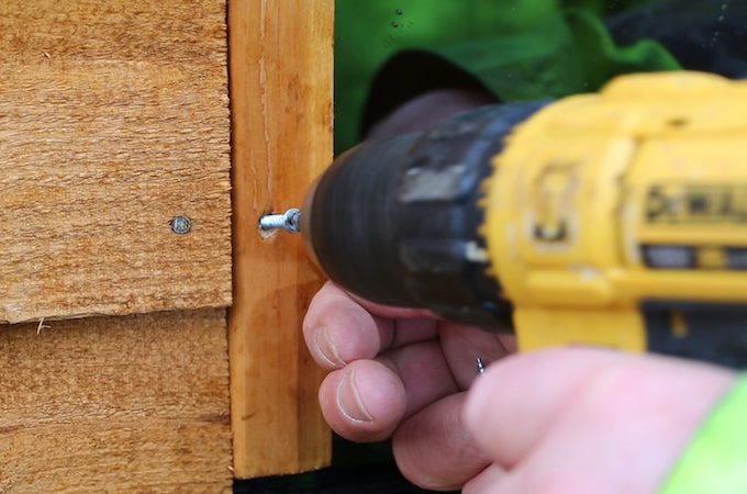 re-affixing shed window frame after replacing a pane