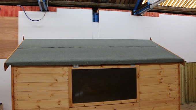 Shed roof after felt repair