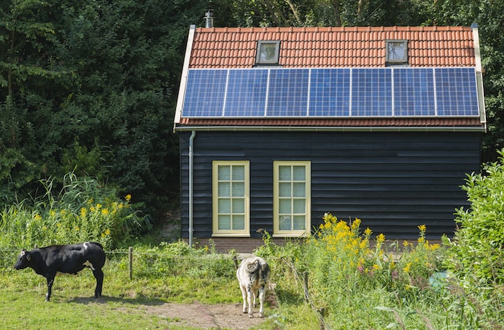 Shed with solar panels