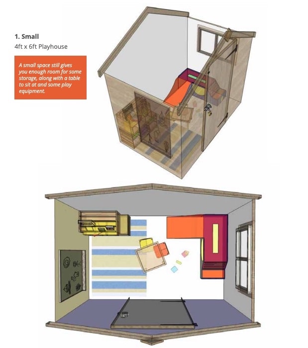 Small shed turned playhouse diagram done by Sketchup