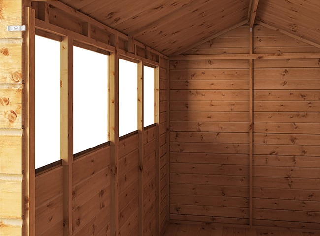 Interior of Waltons wooden shed