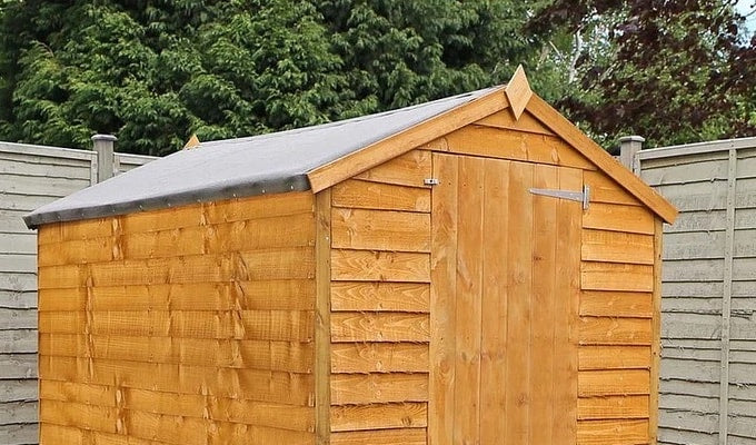Closeup of Waltons shed roof and roofing felt