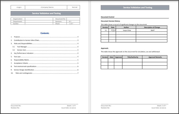 Service Validation and Testing Process Template