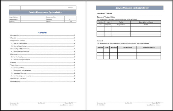 Service Management System Policy Process Template