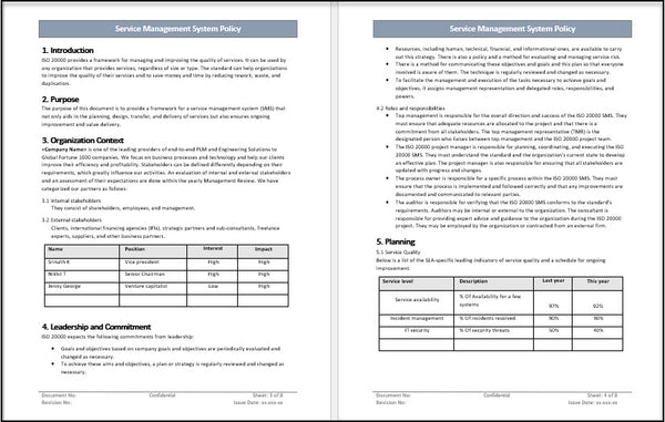 Service Management System Policy Process Template