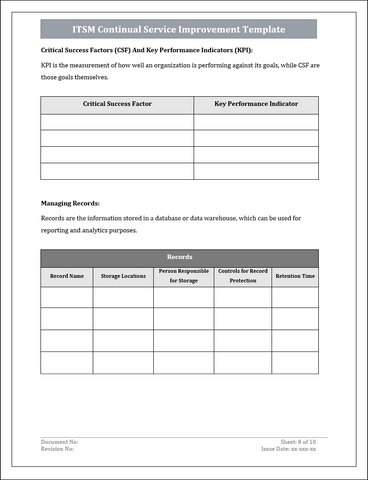 CSI Plan, Continuous Service Improvement Plan