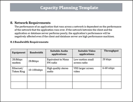 capacity Planning Template