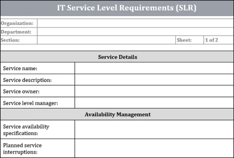 IT Service Level requirements 