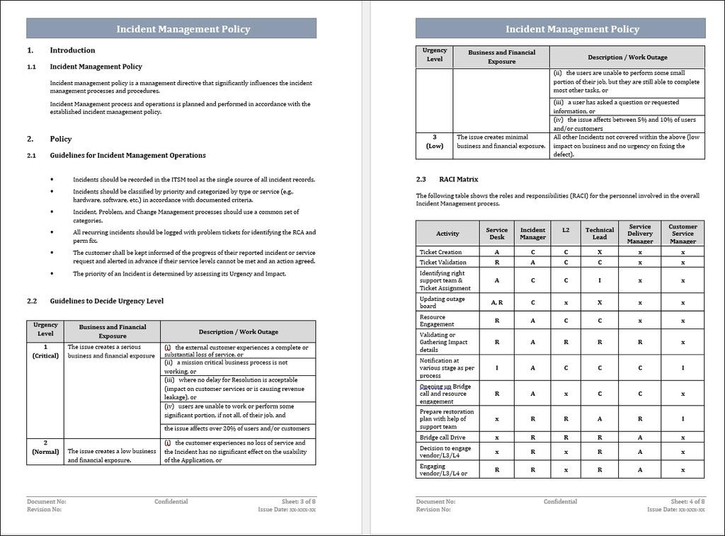 Incident Management, Incident Management Policy, Incident Management Policy Template