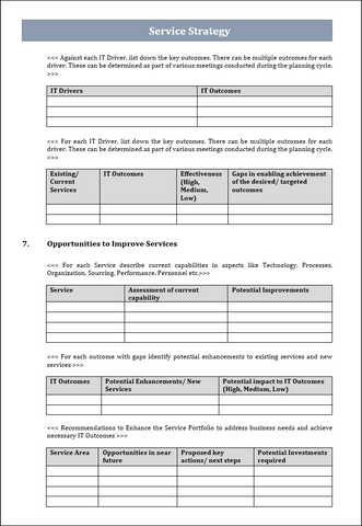 ITIL Service strategy template