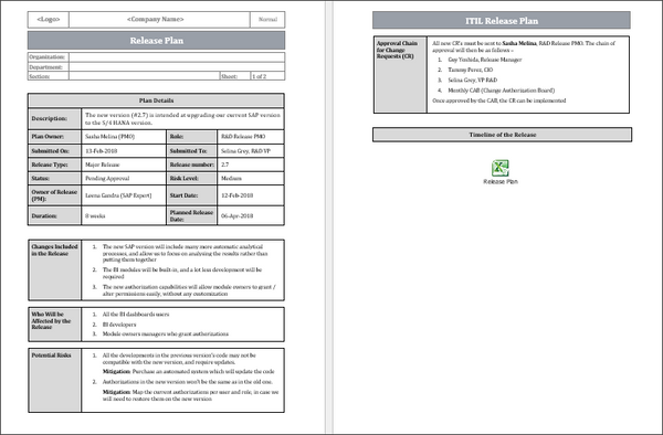 Release Plan Template, MS word