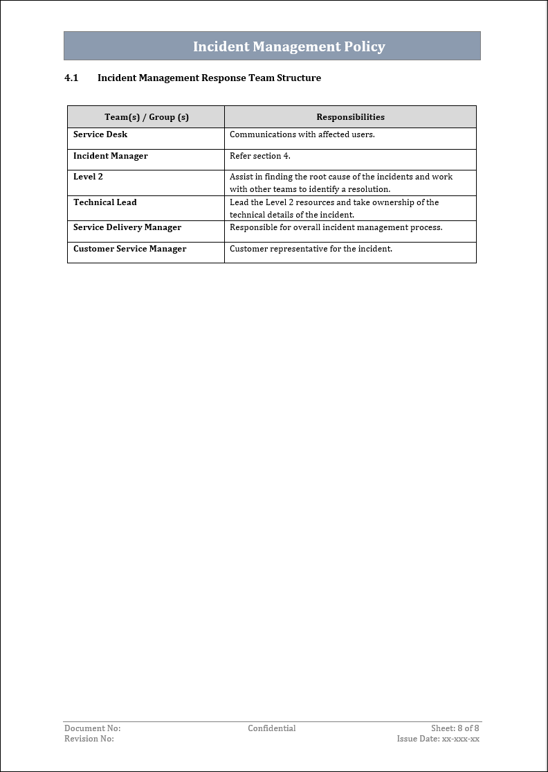 Incident Management Policy Template ITSM Docs ITSM Documents