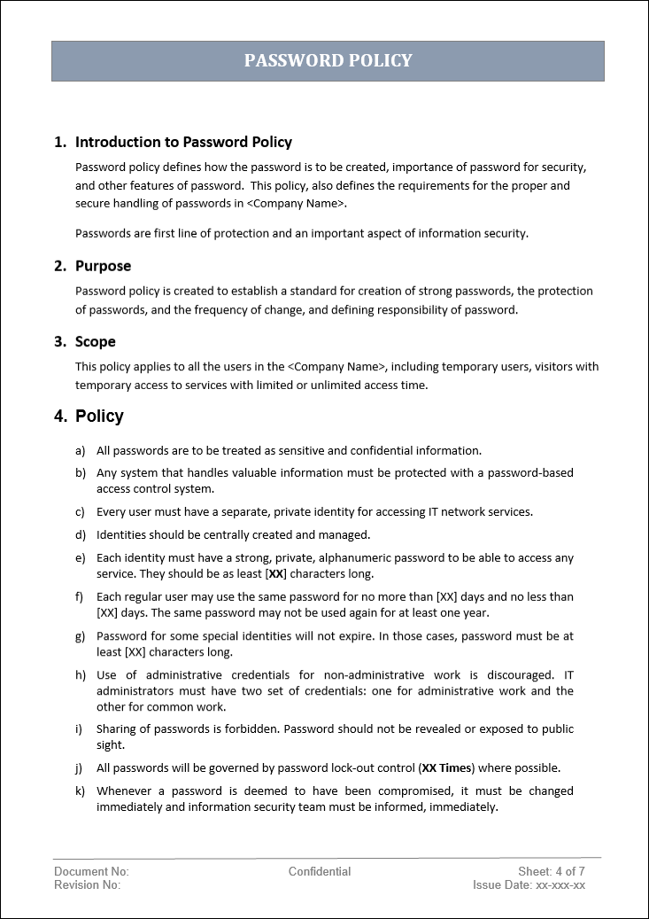 Password policy ITSM Docs ITSM Documents & Templates