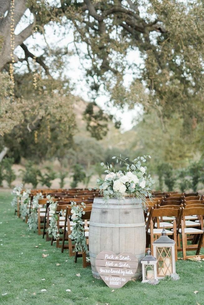 Wonderful Fall Vineyard Wedding Ceremony Ideas with wine barrel 