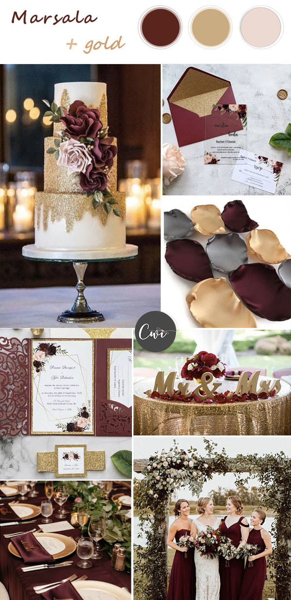 Top 6 Burgundy & Wine Red Wedding Colors and Rustic Wedding Invites ...