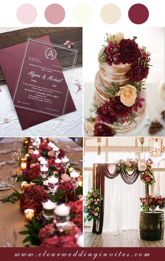 Burgundy, blush and brown Inviting Fall&Winter Wedding Color Palettes