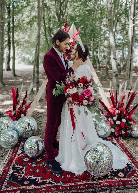 Disco Woodland Wedding With Glitter Balls