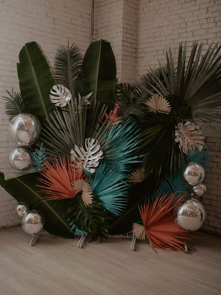 Earthy-tone Tropical Wedding Decorated with Disco Balls