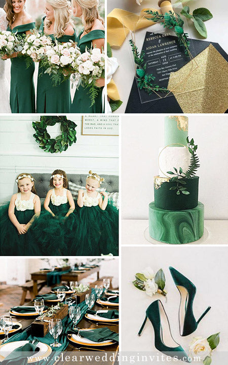 5 Shades of Green Wedding Color Palette and Matching Wedding Invitatio ...